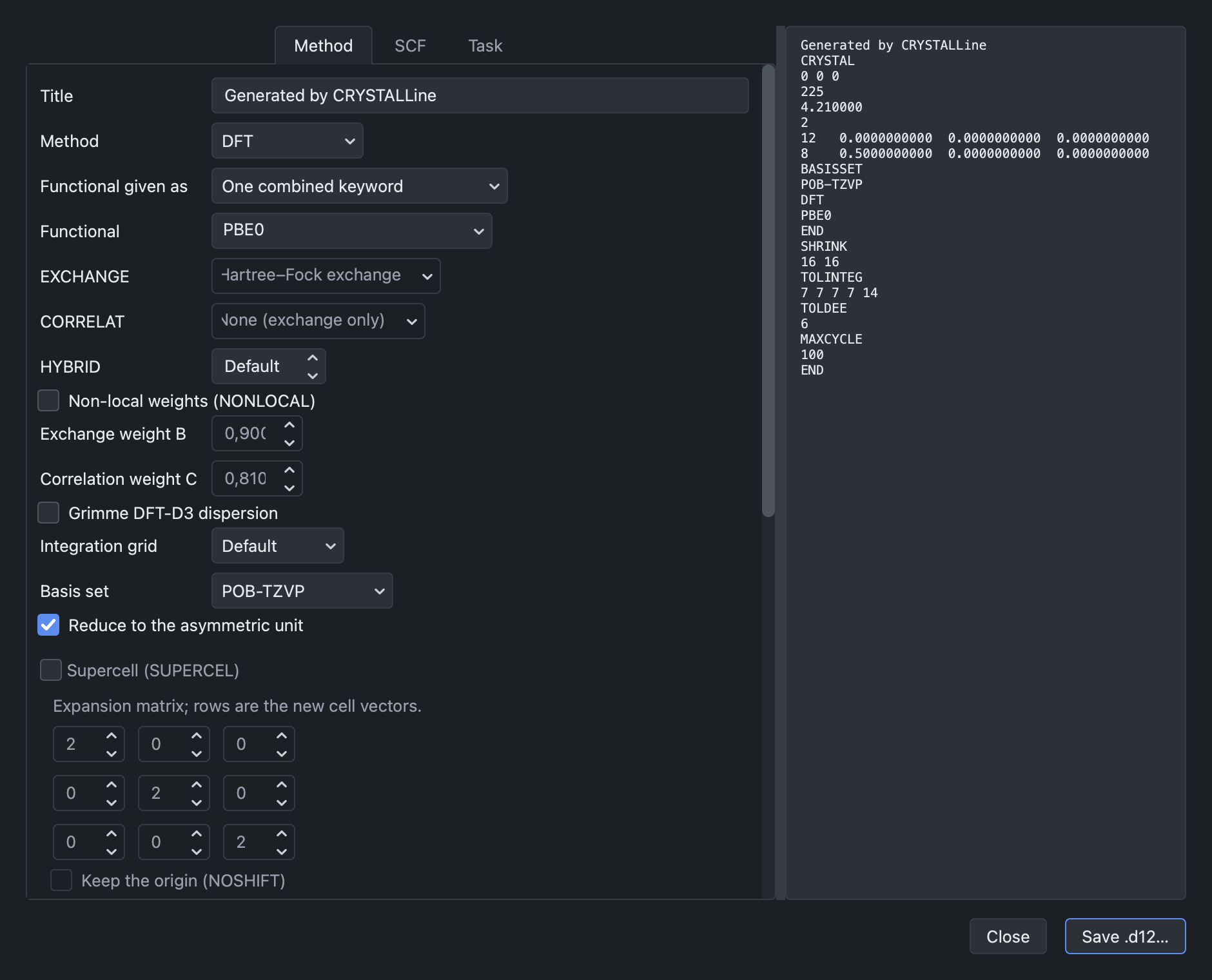 The CRYSTAL input builder